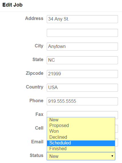 Job status edit